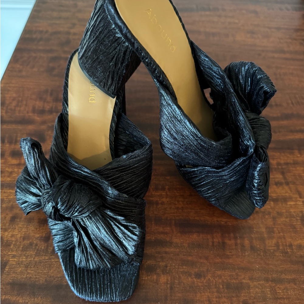 Abound Black Heels with Bow Detail